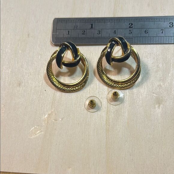 Gold and blue Knot Earrings - Picture 1 of 3